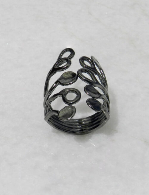 Schwarz Rhodinierter Silber-Ring modernes Design