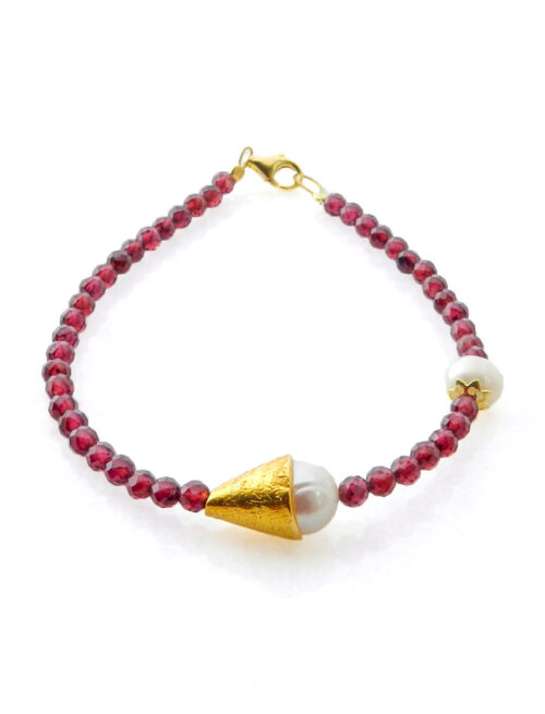 Arm-Perlenkette mit Granat-Perlen  in Griechenland handangefertigt