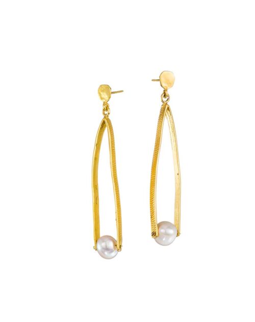 Hänge-Ohrringe mit Perlen, Schmuck von griechischen Designern