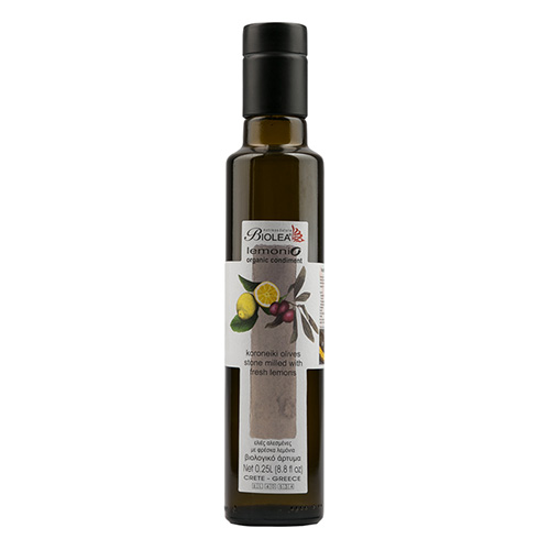 Organic Olive Oil  from Crete flavoured with organic lemons